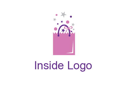 shopping bag with ribbons and stars logo