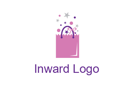 shopping bag with ribbons and stars logo