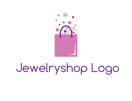 shopping bag with ribbons and stars logo