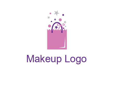 shopping bag with ribbons and stars logo