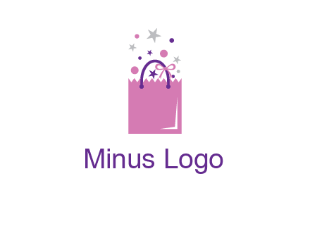 shopping bag with ribbons and stars logo