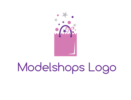 shopping bag with ribbons and stars logo