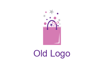 shopping bag with ribbons and stars logo