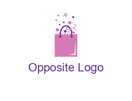 shopping bag with ribbons and stars logo