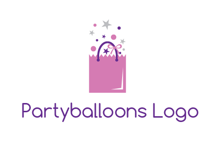 shopping bag with ribbons and stars logo