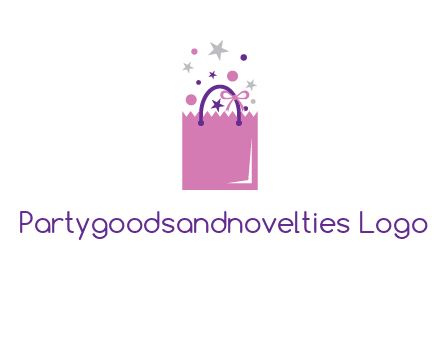 shopping bag with ribbons and stars logo