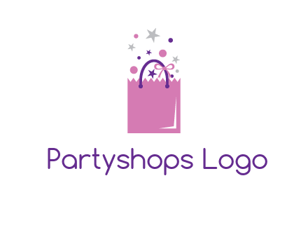 shopping bag with ribbons and stars logo