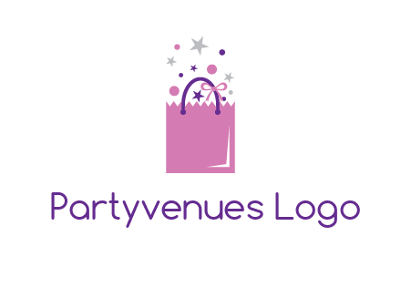 shopping bag with ribbons and stars logo