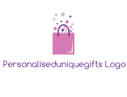 shopping bag with ribbons and stars logo