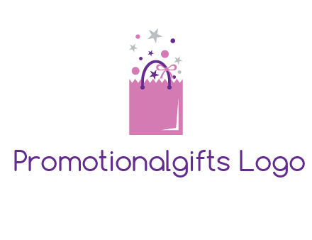 shopping bag with ribbons and stars logo