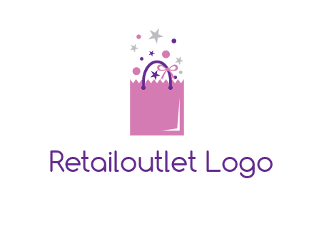 shopping bag with ribbons and stars logo