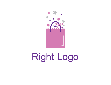 shopping bag with ribbons and stars logo