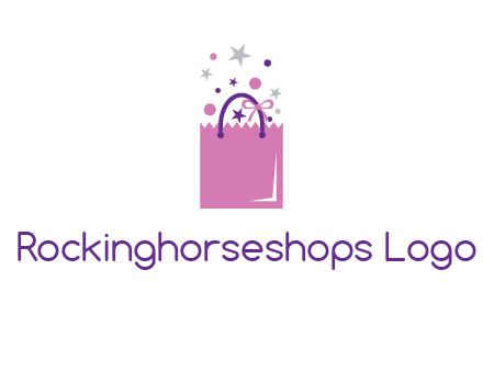 shopping bag with ribbons and stars logo