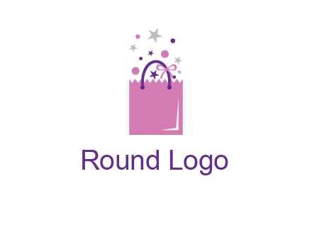shopping bag with ribbons and stars logo