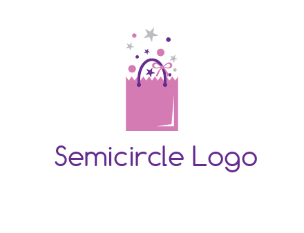 shopping bag with ribbons and stars logo
