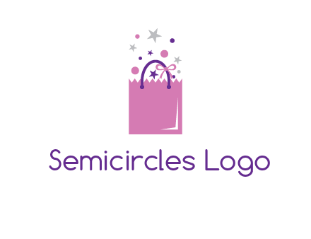 shopping bag with ribbons and stars logo