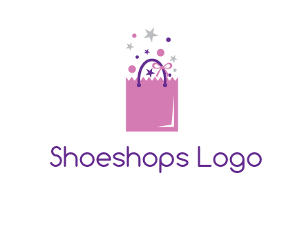 shopping bag with ribbons and stars logo