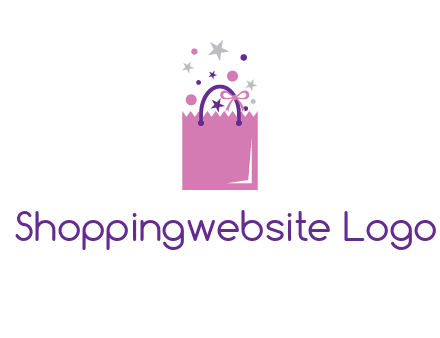 shopping bag with ribbons and stars logo
