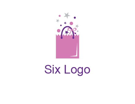 shopping bag with ribbons and stars logo