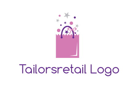 shopping bag with ribbons and stars logo