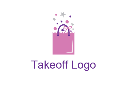 shopping bag with ribbons and stars logo