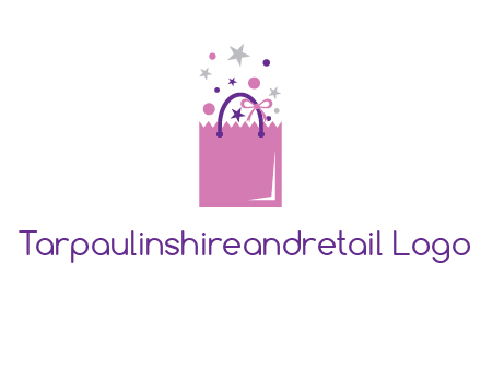 shopping bag with ribbons and stars logo