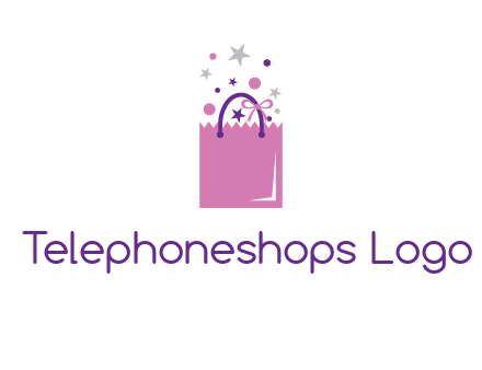 shopping bag with ribbons and stars logo