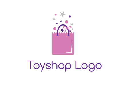 shopping bag with ribbons and stars logo