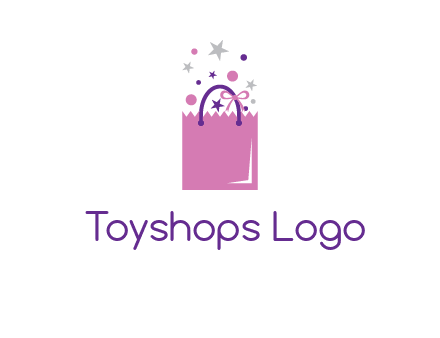 shopping bag with ribbons and stars logo