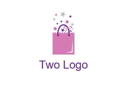 shopping bag with ribbons and stars logo