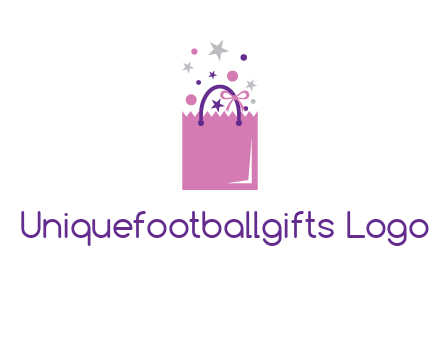 shopping bag with ribbons and stars logo