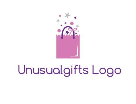 shopping bag with ribbons and stars logo