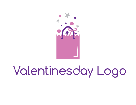 shopping bag with ribbons and stars logo