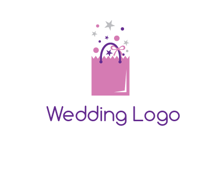 shopping bag with ribbons and stars logo