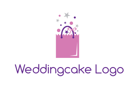 shopping bag with ribbons and stars logo