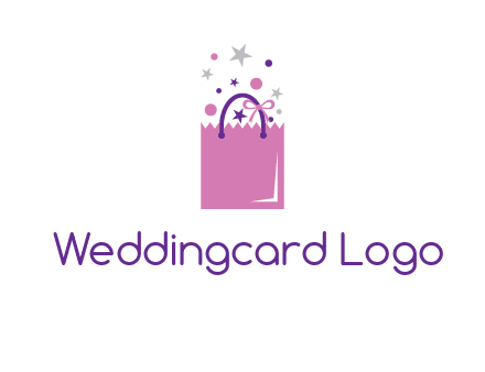 shopping bag with ribbons and stars logo
