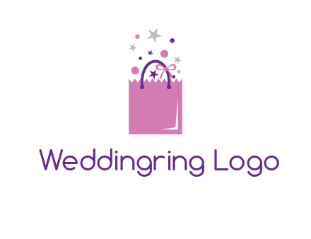shopping bag with ribbons and stars logo