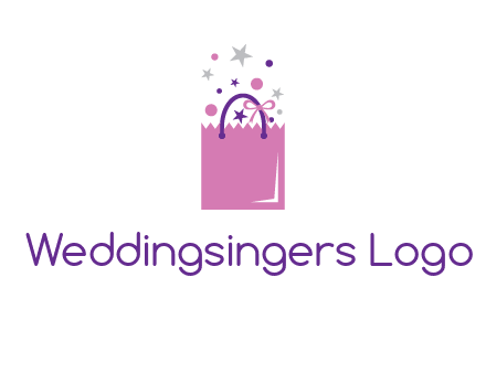 shopping bag with ribbons and stars logo