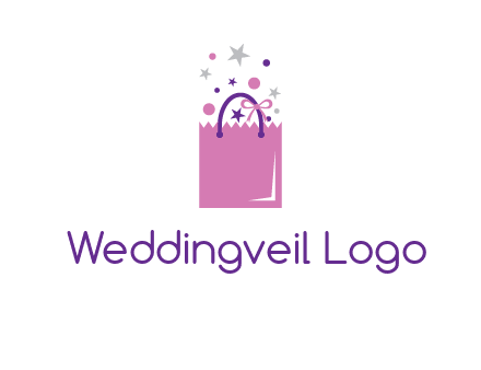 shopping bag with ribbons and stars logo