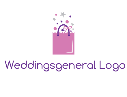 shopping bag with ribbons and stars logo