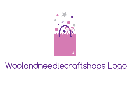 shopping bag with ribbons and stars logo