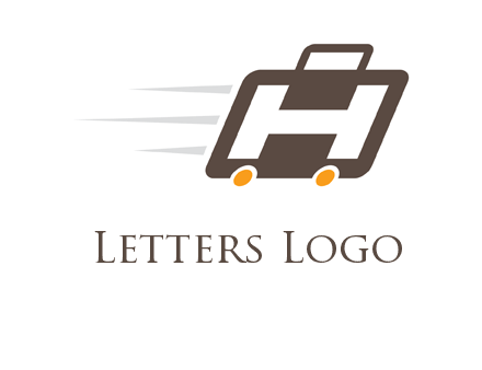 letter H in fast briefcase icon