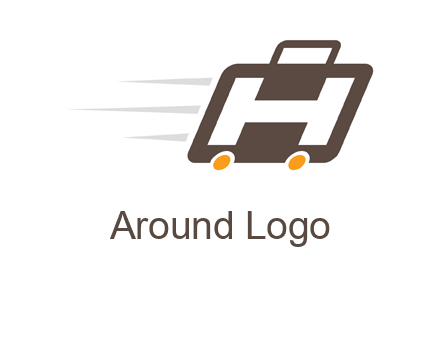 letter H in fast briefcase icon