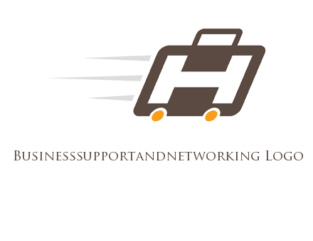 letter H in fast briefcase icon