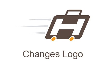 letter H in fast briefcase icon