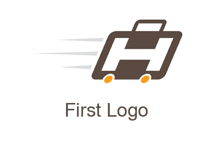 letter H in fast briefcase icon