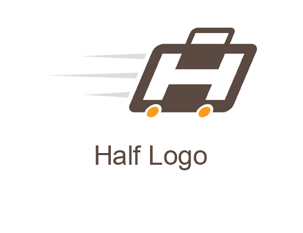 letter H in fast briefcase icon