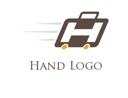 letter H in fast briefcase icon