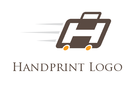 letter H in fast briefcase icon