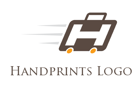 letter H in fast briefcase icon